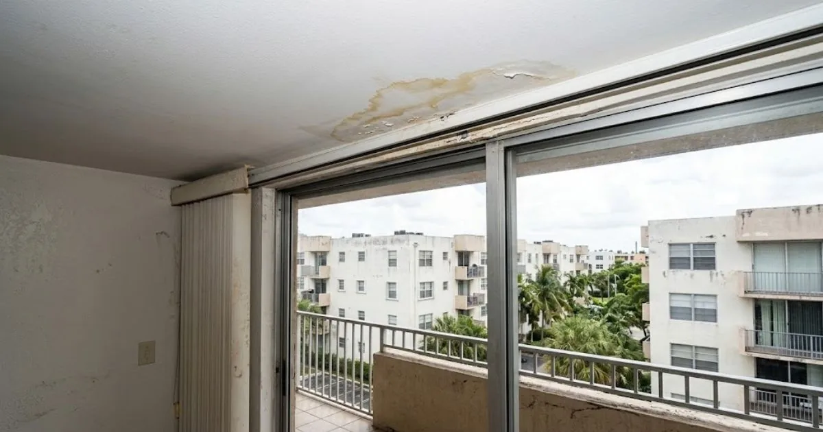 Water-stained ceiling in a Florida condo unit