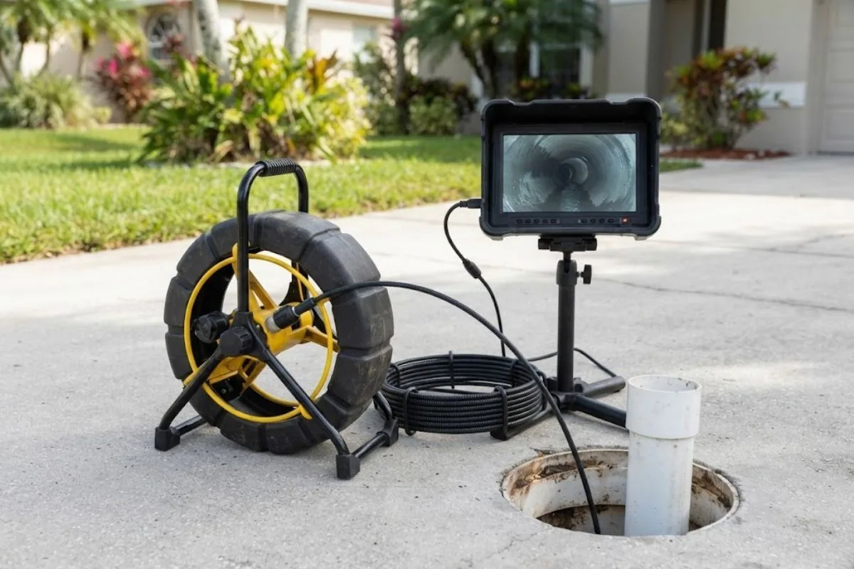 Sewer camera inspection of a house lateral at a Hollywood, FL home